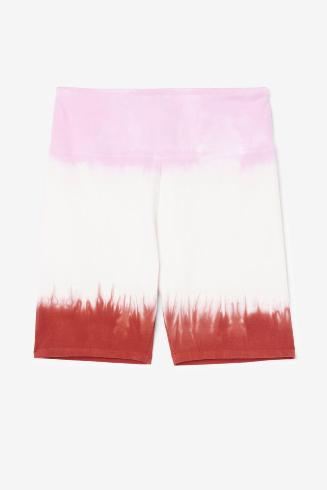 Fila Shorts Taima Tie Dye Bike Womens White/Red/Pink - India SDL-903547